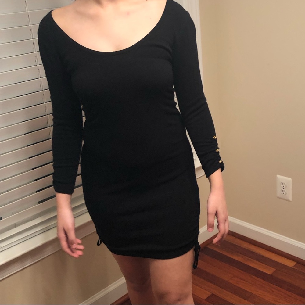 Guess Sweater Dress Sinched Bottom & gold buttons